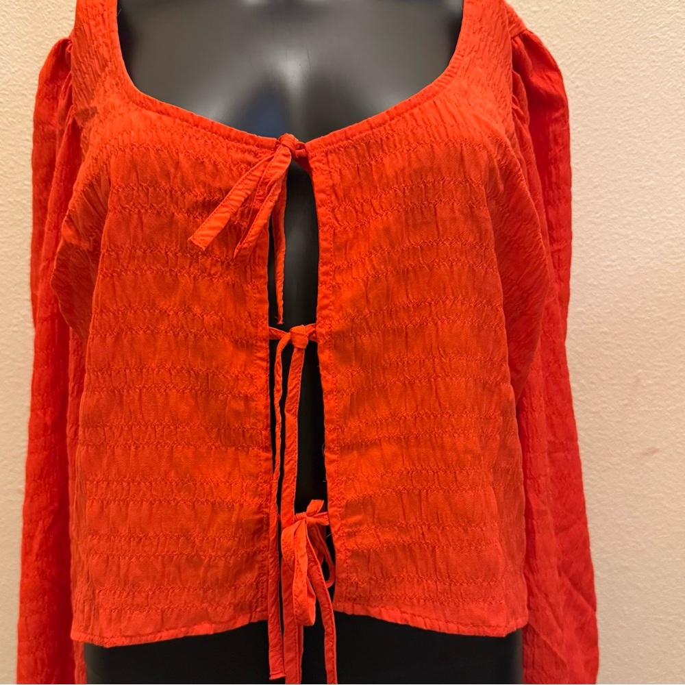 Women's orange Tie-Front Top